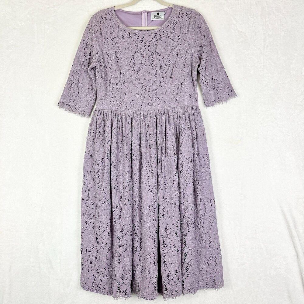 Dainty Jewells Lace Midi Dress Size Large Modest Timeless Lavender Purple